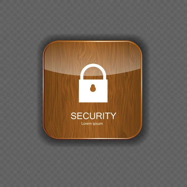 Bezpečnostní dřevo aplikací ikony — Stockový vektor