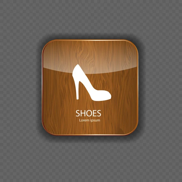 Zapatos madera aplicación iconos — Vector de stock