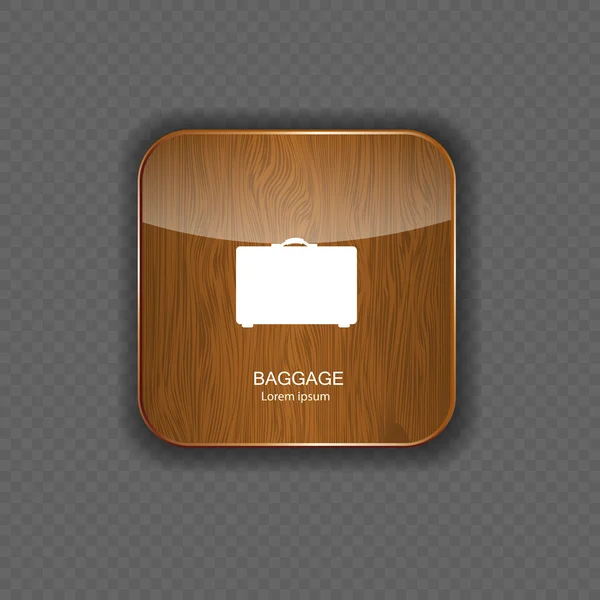 Ícones de aplicação de madeira de bagagem — Vetor de Stock