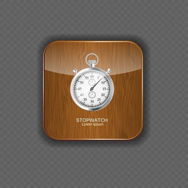 ストップウォッチ木製アプリケーション アイコン ベクトル イラスト — ストックベクタ
