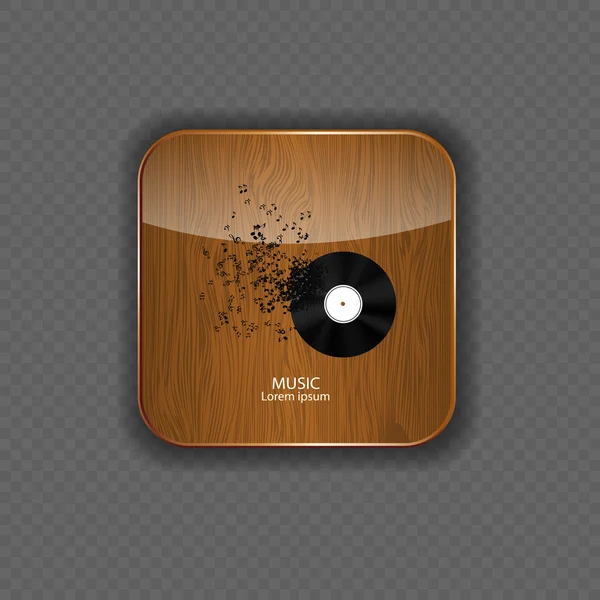 Iconos de aplicación de madera música — Archivo Imágenes Vectoriales