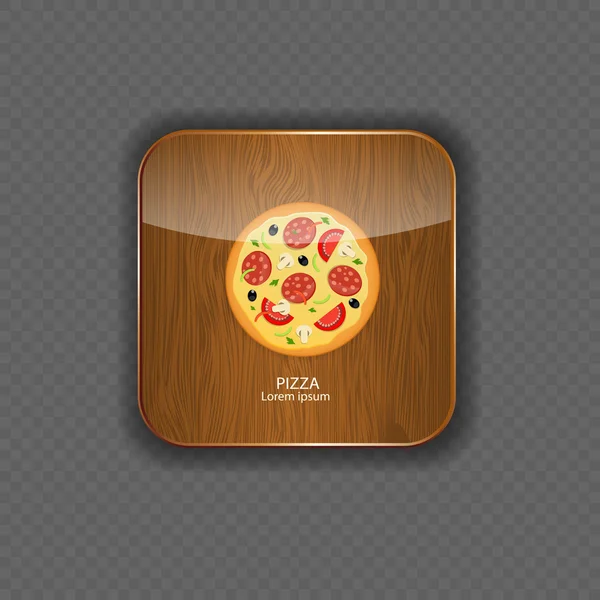 Pizza legno applicazione icone vettoriale illustrazione — Vettoriale Stock