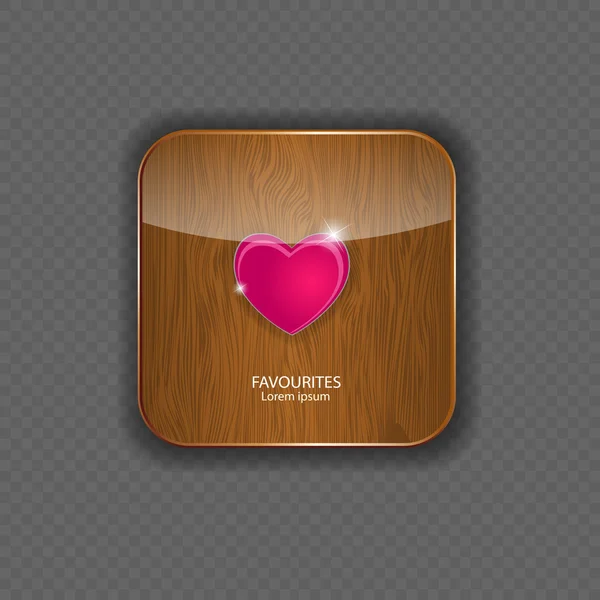 Iconos de aplicación de madera de corazón vector ilustración — Vector de stock