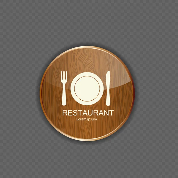 Eten en drinken hout applicatie pictogrammen — Stockvector