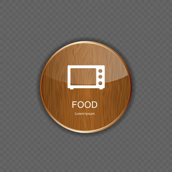 Iconos de aplicación de madera para alimentos y bebidas — Archivo Imágenes Vectoriales