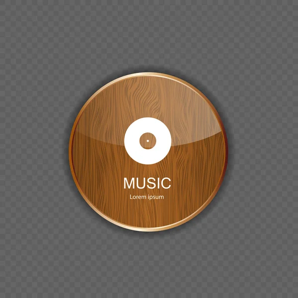 Icone per applicazioni musicali in legno — Vettoriale Stock