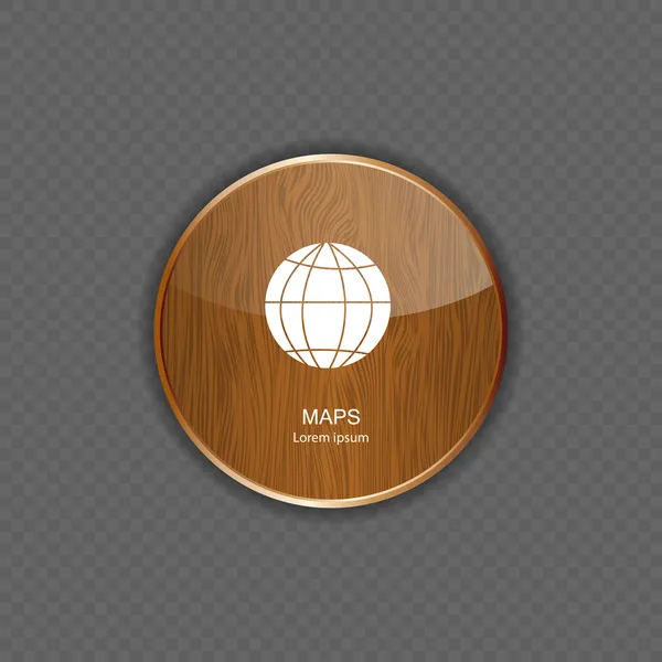 地図木製アプリケーションアイコンベクトル図 — ストックベクタ
