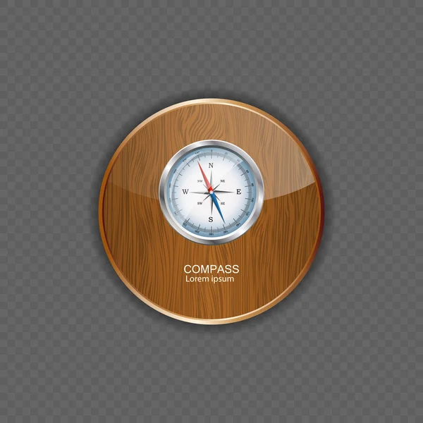 Lesklý kompas. vektorové ilustrace dřevo aplikací ikony — Stockový vektor