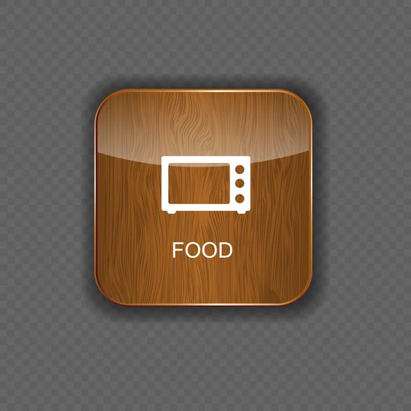 Aliments et boissons icônes application bois — Image vectorielle