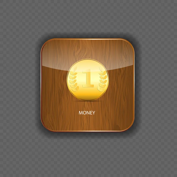Χρήματα ξύλινη εφαρμογή εικονίδια διανυσματικά εικονογράφηση — Διανυσματικό Αρχείο