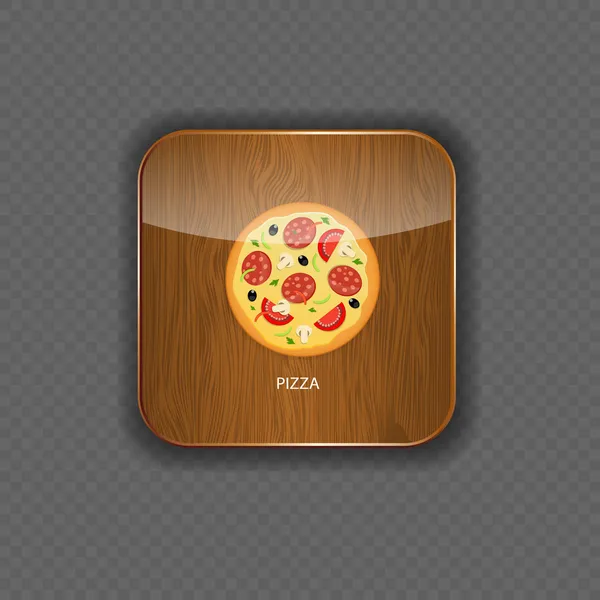 Icones de aplicação de madeira de pizza ilustração vetorial — Vetor de Stock