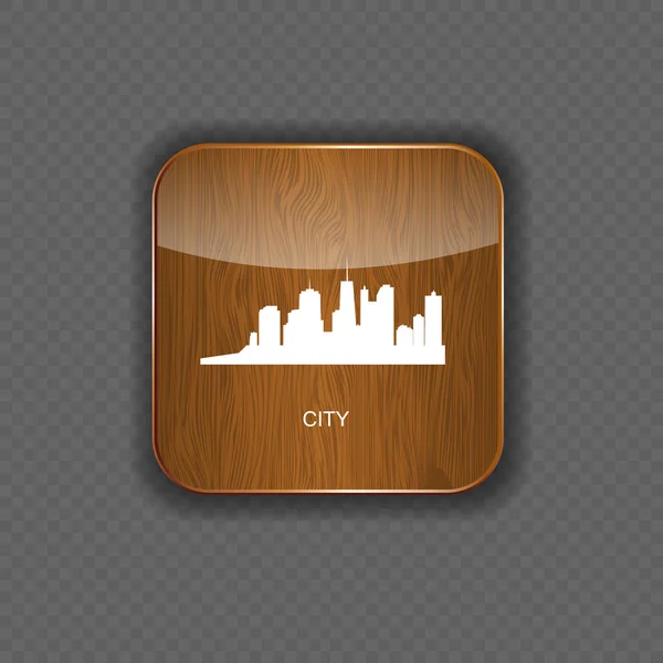 Città legno applicazione icone vettoriale illustrazione — Vettoriale Stock