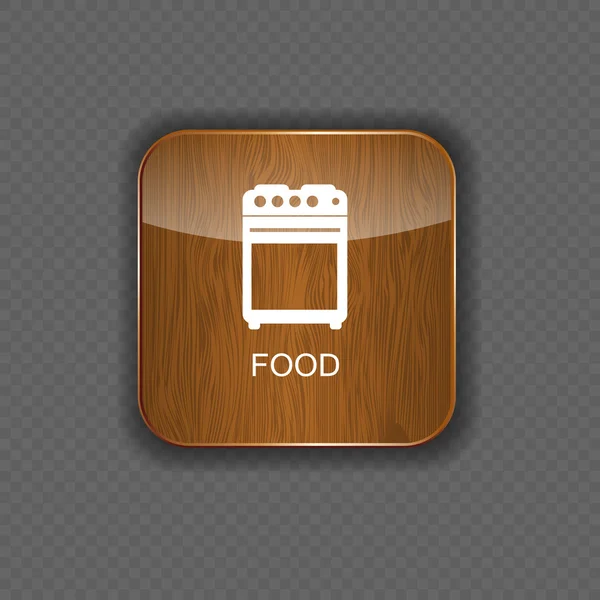 Iconos de aplicación de madera para alimentos y bebidas — Archivo Imágenes Vectoriales