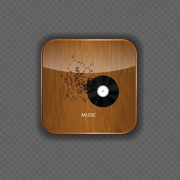 音乐木材应用程序图标 — 图库矢量图片