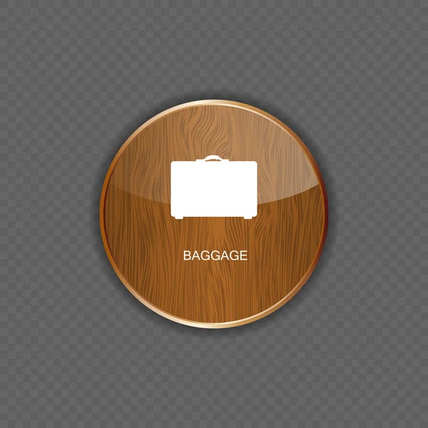 Ícones de aplicação de madeira de bagagem — Vetor de Stock