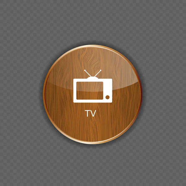 Ícones de aplicação de madeira TV —  Vetores de Stock