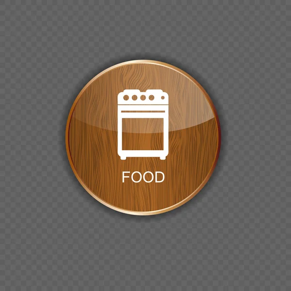 Makanan dan minuman ikon aplikasi kayu - Stok Vektor