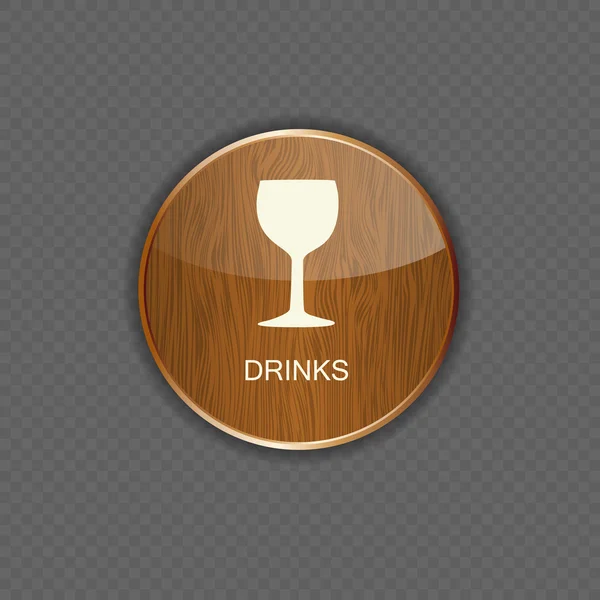 Icone per applicazioni alimentari e bevande in legno — Vettoriale Stock
