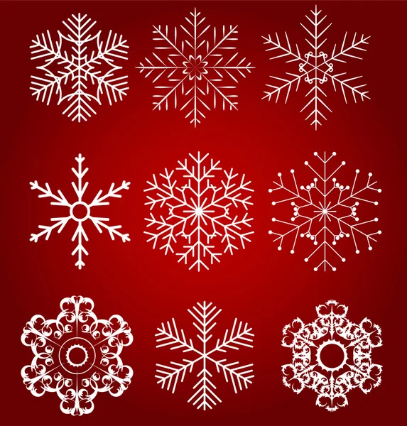 Set di bellissimi fiocchi di neve vettoriale illustrazione — Vettoriale Stock