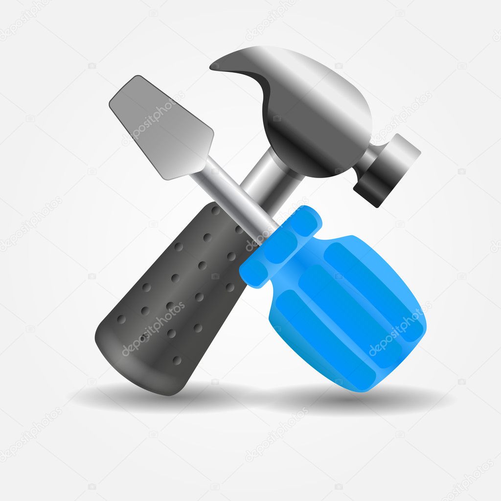 Screwdriver and hammer icon vector illustration