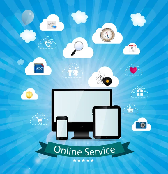 Ilustracja wektora koncepcji usługi online — Wektor stockowy