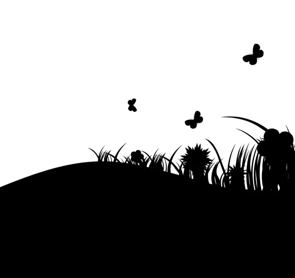 Flower and grass banner. vector illustration — Stock Vector