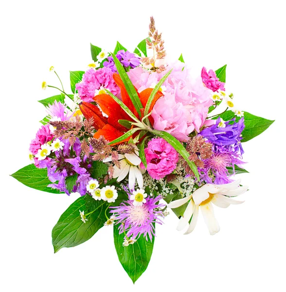 Buquê de flores coloridas isolado no fundo branco — Fotografia de Stock