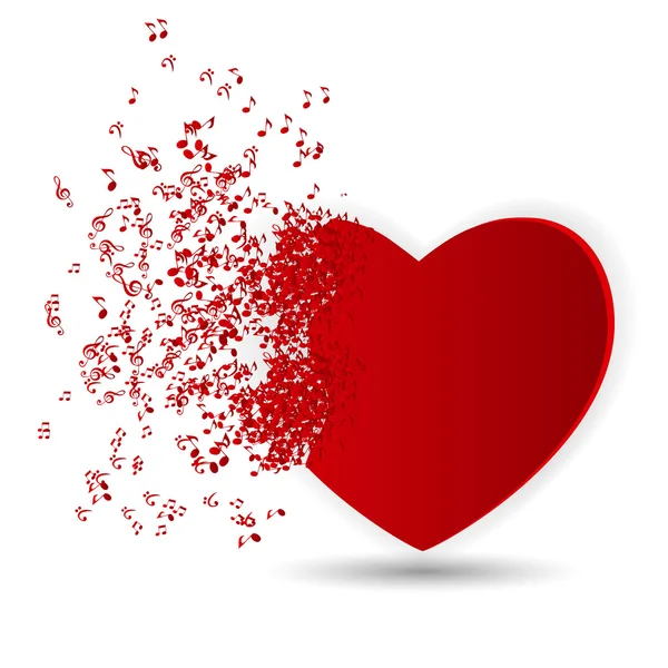 Happy Valentines Day Card with Heart, Music Notes. Illus vectoriel — Image vectorielle