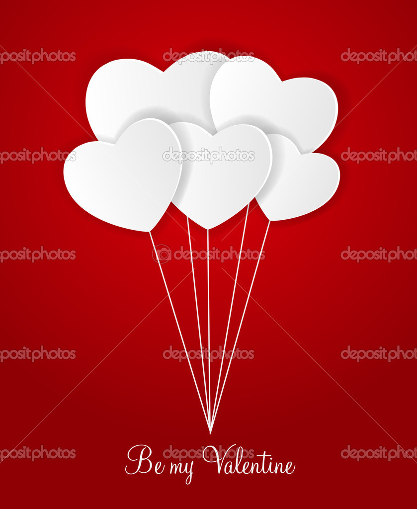 Happy Valentines Day card with heart. Vector illustration