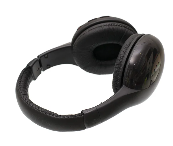 Czarne słuchawki izolowane na białym tle — Zdjęcie stockowe