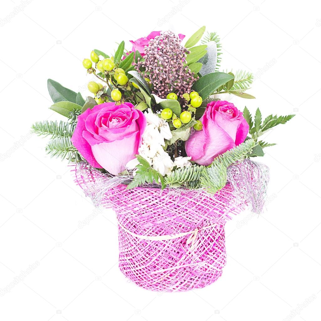 Colorful flowers bouquet isolated on white background