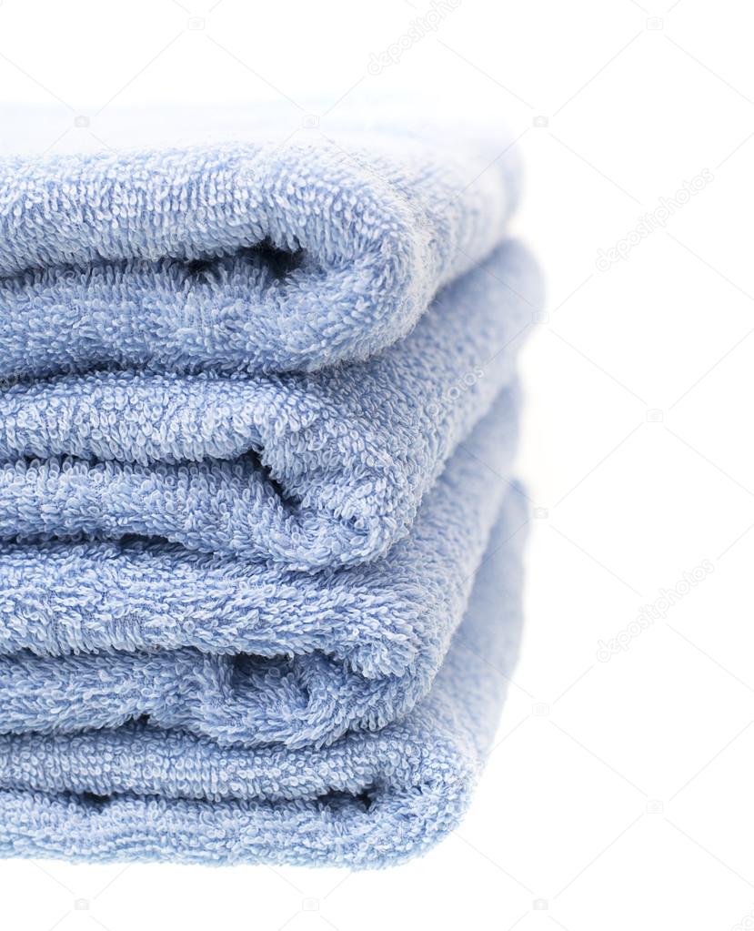 Blue Towels Isolated on White Background