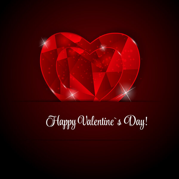 Happy Valentines Day Card with Heart. Vector Illustration