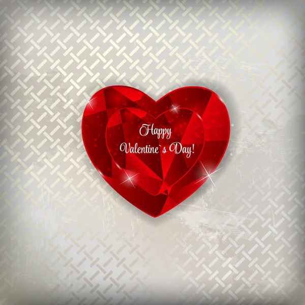 Selamat Valentines Day Card with Heart. Ilustrasi Vektor - Stok Vektor