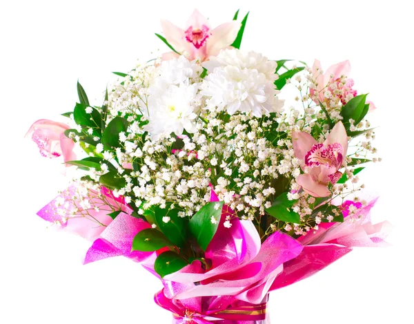 Beyaz arkaplanda izole edilmiş renkli çiçekler. — Stok fotoğraf