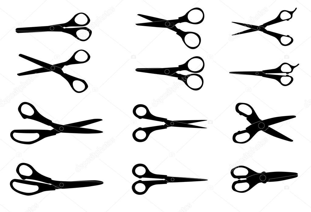 Set of Cutting Scissors. Vector Illustration.