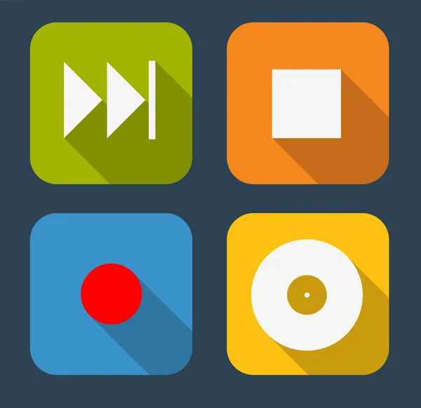 Moderne platte muziek icon set voor web en mobiele toepassing — Stockvector