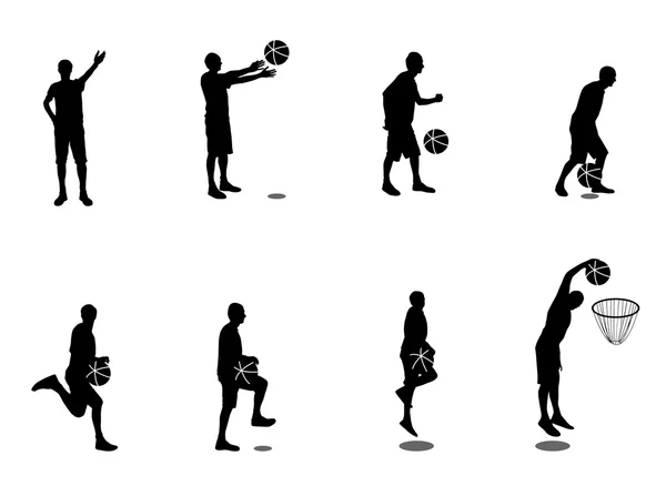 Basketbol Oyuncuları Vektör İllüstrasyonu — Stok Vektör
