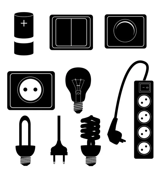 Electric accessories silhouette icons vector illustraton — Stock Vector