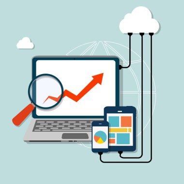 bulut bilgi işlem kavramı farklı elektronik cihazlar. vektör