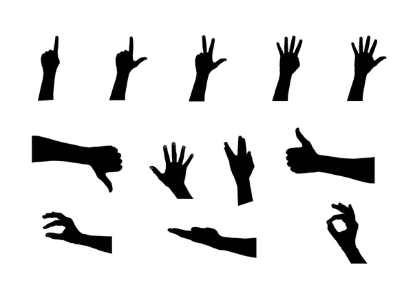 Black Set of Hand. Vector Illustration — Stock Vector