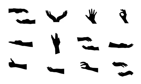 Black Set of Hand. Vector Illustration — Stock Vector