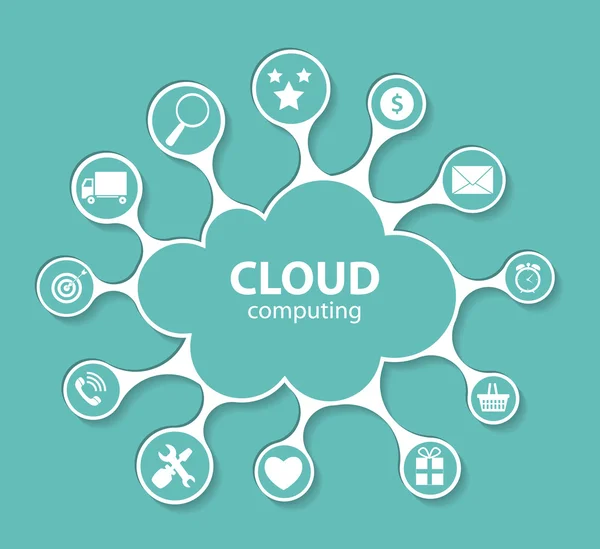 Cloud computing koncepce na různých elektronických zařízení. vektor — Stockový vektor