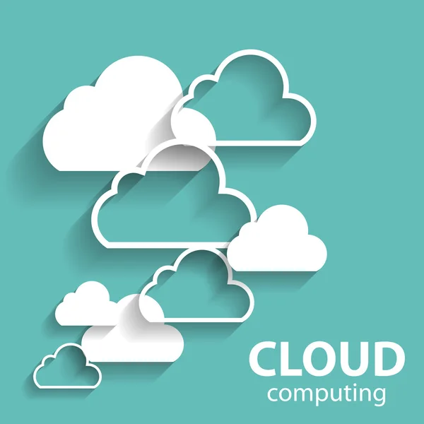 Concetto di cloud computing su diversi dispositivi elettronici. Vettore — Vettoriale Stock