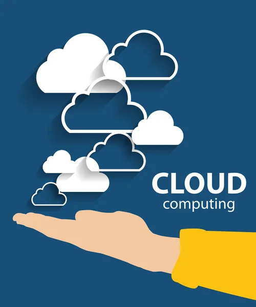 Concetto di cloud computing su diversi dispositivi elettronici. Vettore — Vettoriale Stock