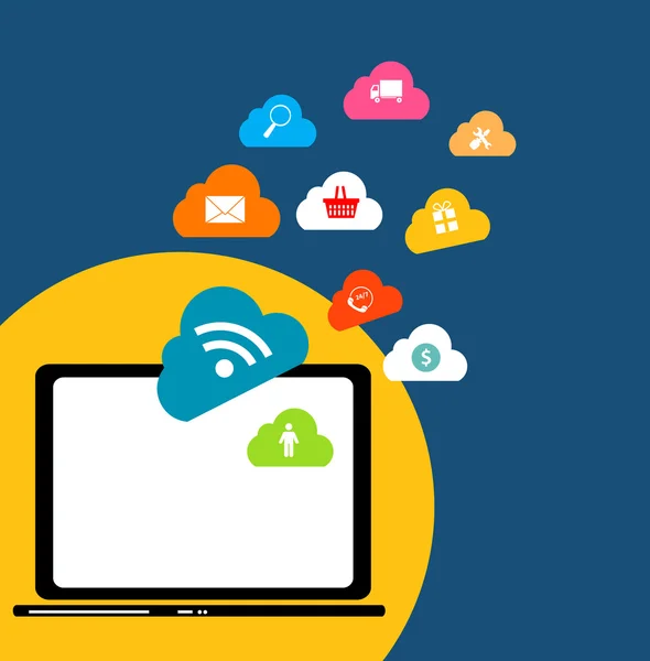 Cloud Computing Concept on Different Electronic Devices. Vecteur — Image vectorielle