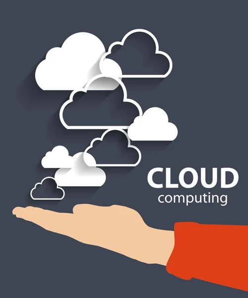 Concetto di cloud computing su diversi dispositivi elettronici. Vettore — Vettoriale Stock