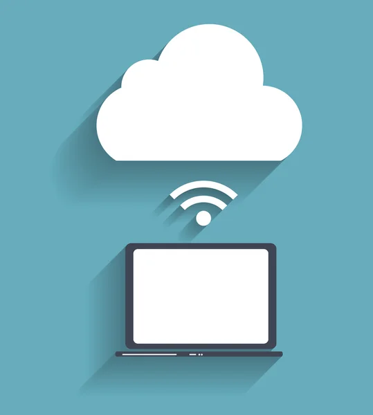 Cloud Computing Concept on Different Electronic Devices. Vector — Stock Vector