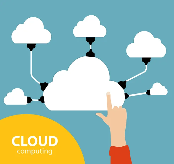 Cloud computing koncepce na různých elektronických zařízení. vektor — Stockový vektor