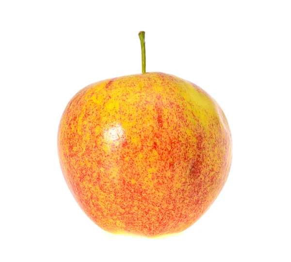 Dojrzałe czerwone jabłko izolowane na białym tle. — Zdjęcie stockowe